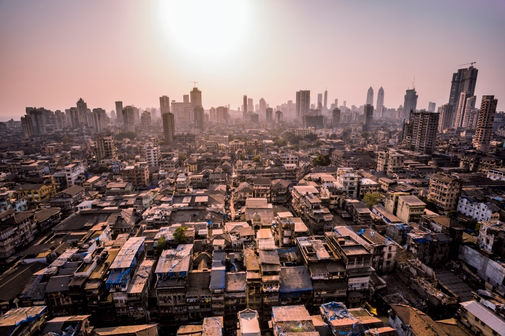 Mumbai cityscape at Grant Road Station, India