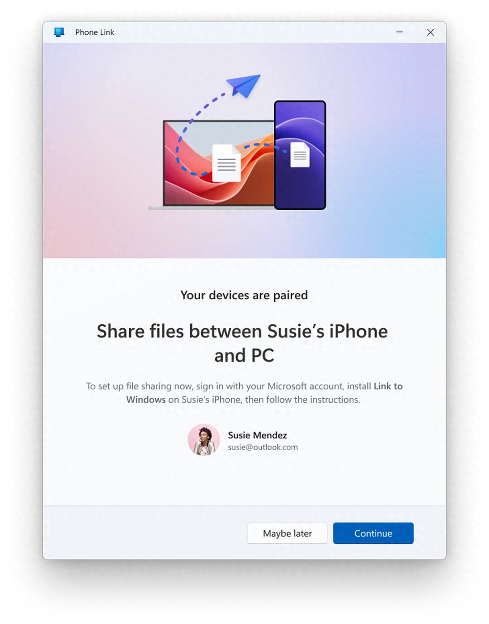 微软开始测试 Windows PC 与 iPhone 的文件共享功能